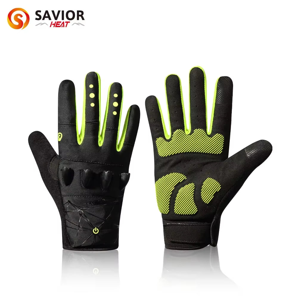 Savior Outdoor Sports Cycling Gloves Half Finger LED Gloves Nightview Rechargeable Flashlight Luminous Breathable Summer Spring