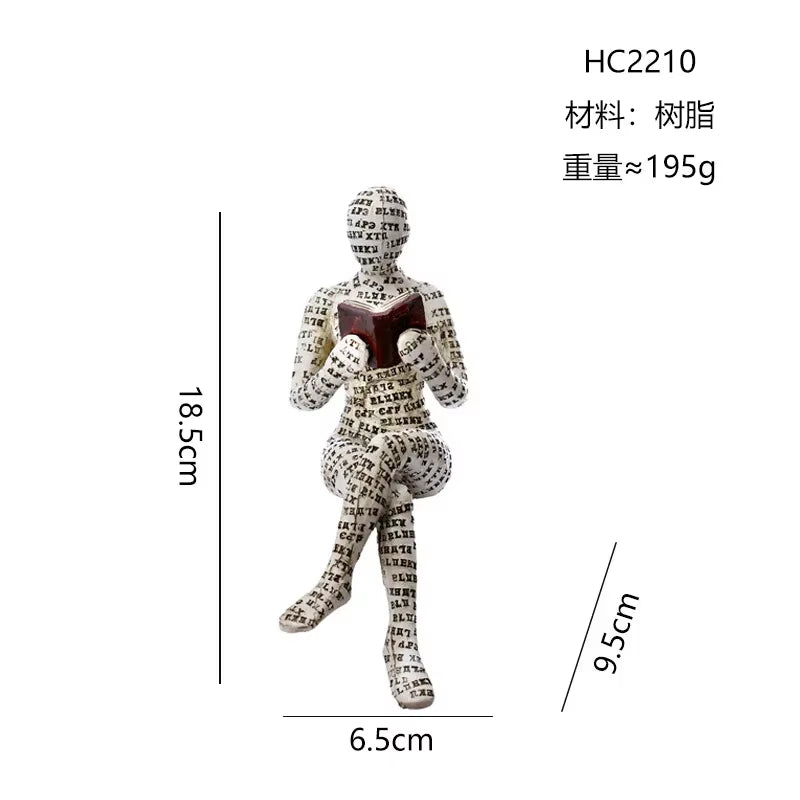 Nordic Modern Reading Woman Statue Modern and Simple Living Room Decorative Ornaments Resin Crafts, Tabletop Sculpture