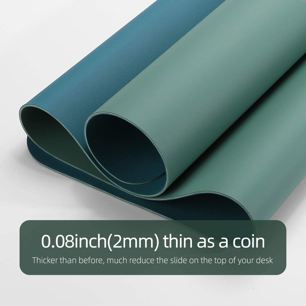 Desk Pad, Desk Mat, 31.5" X 15.7" Dual-Sided Laptop Desk Pad Protector, Large Leather Desk Blotter for Keyboard and Mouse, Waterproof Desk Writing Pad for Office(Pistachio Green + Green Blue)