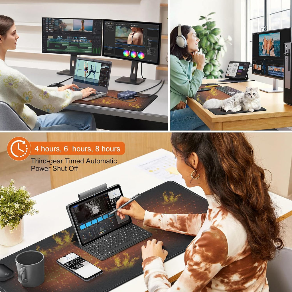 Heated Mouse Pad Warm Desk Large Mat 3 Levels Heating Gaming Foot Warmer Home