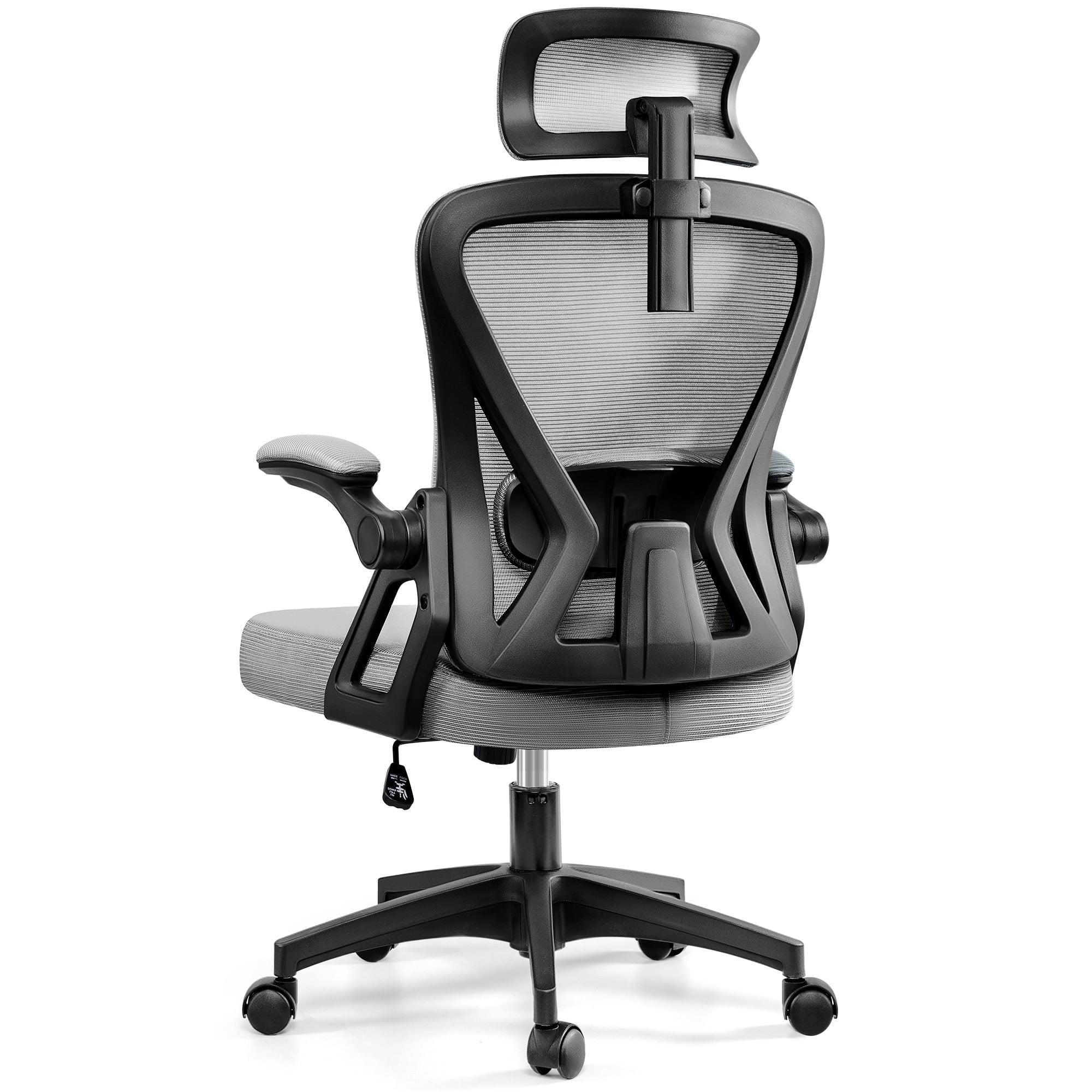 Ergonomic Office Chair, High Back Mesh Office Desk Chair with Headrest 500LBS, Executive Office Chair with Adjustable Aremrest, Home Office Swivel Desk Chair for Home Office, Light Gray