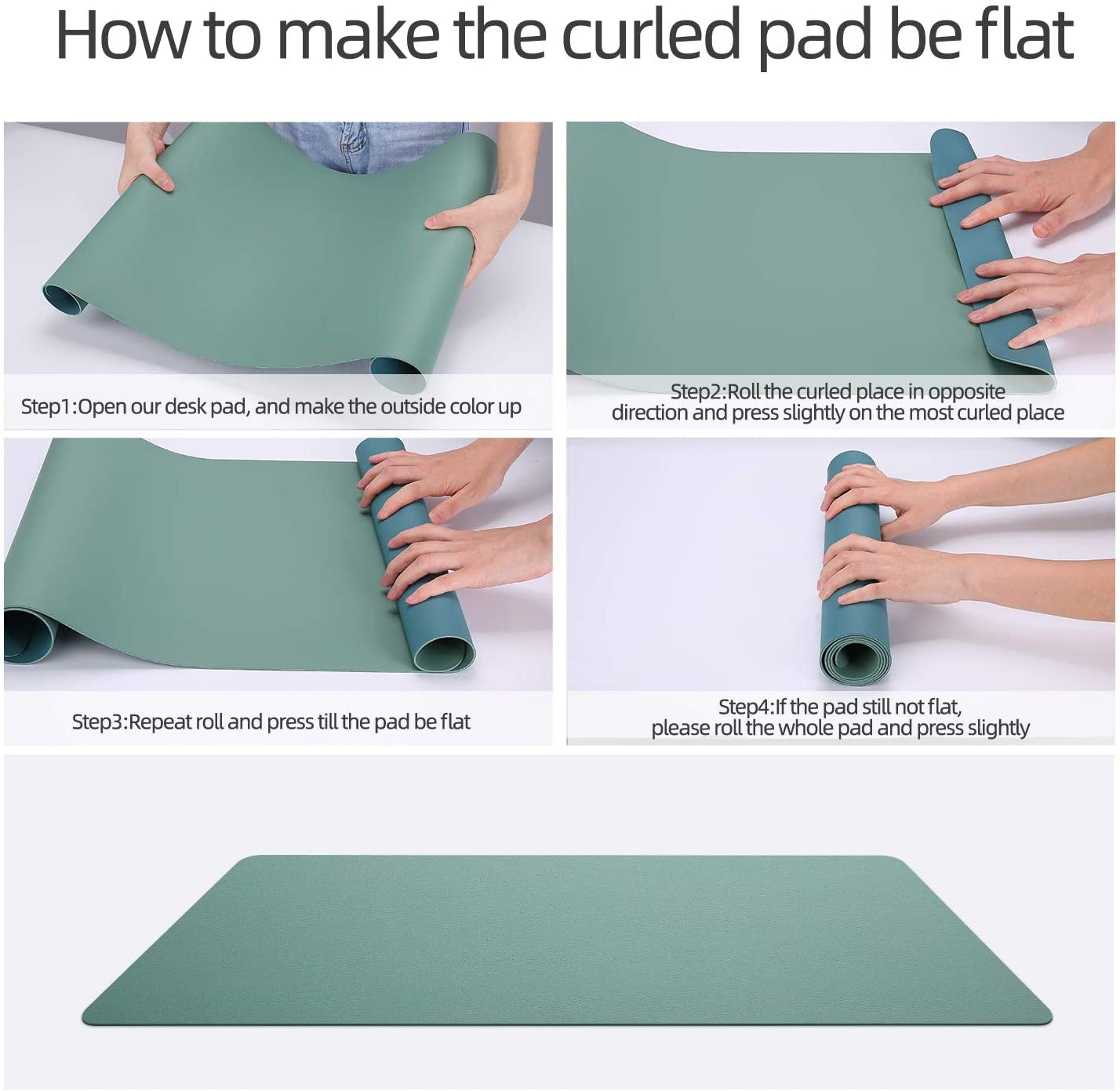 Desk Pad, Desk Mat, 31.5" X 15.7" Dual-Sided Laptop Desk Pad Protector, Large Leather Desk Blotter for Keyboard and Mouse, Waterproof Desk Writing Pad for Office(Pistachio Green + Green Blue)