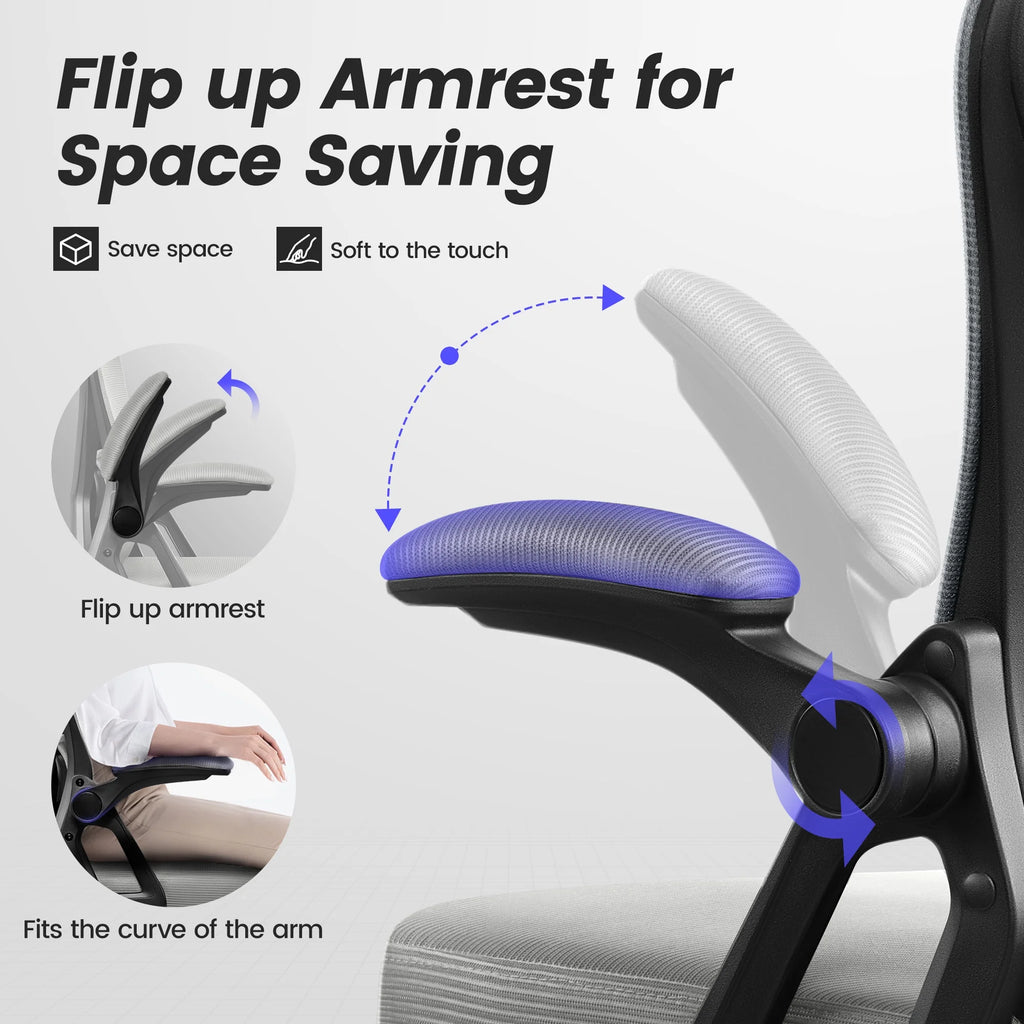 Ergonomic Office Chair, High Back Mesh Office Desk Chair with Headrest 500LBS, Executive Office Chair with Adjustable Aremrest, Home Office Swivel Desk Chair for Home Office, Light Gray