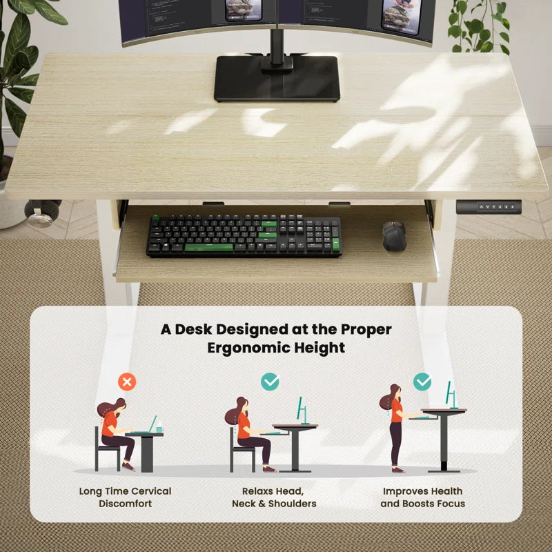 Lilja Electric Standing Desk Height Adjustable，Memory Computer Home Office Desk with Keyboard Tray for Home Office