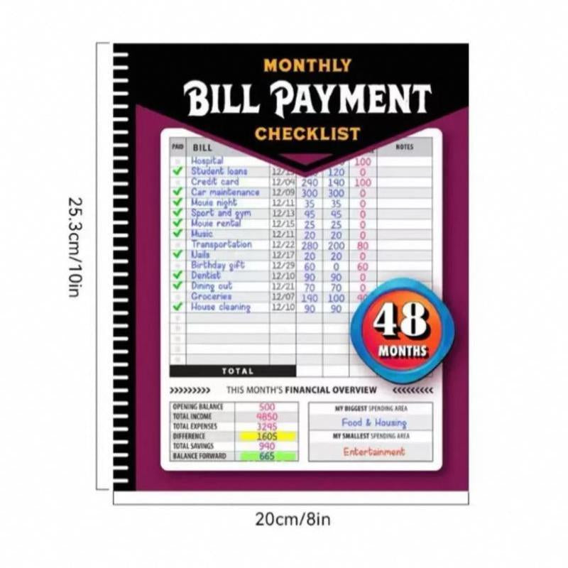 Financial Planner Folder - 48 Month Budget & Bill Payment Tracker Monthly Expenditure Records Durable Paper Family Budget Log Helps with Efficient Home & Office Management Free Delivery Nationwide Daily Notebook