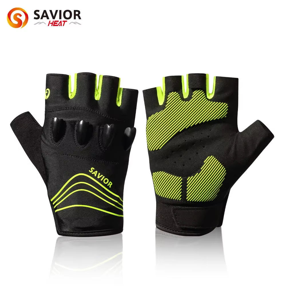 Savior Outdoor Sports Cycling Gloves Half Finger LED Gloves Nightview Rechargeable Flashlight Luminous Breathable Summer Spring
