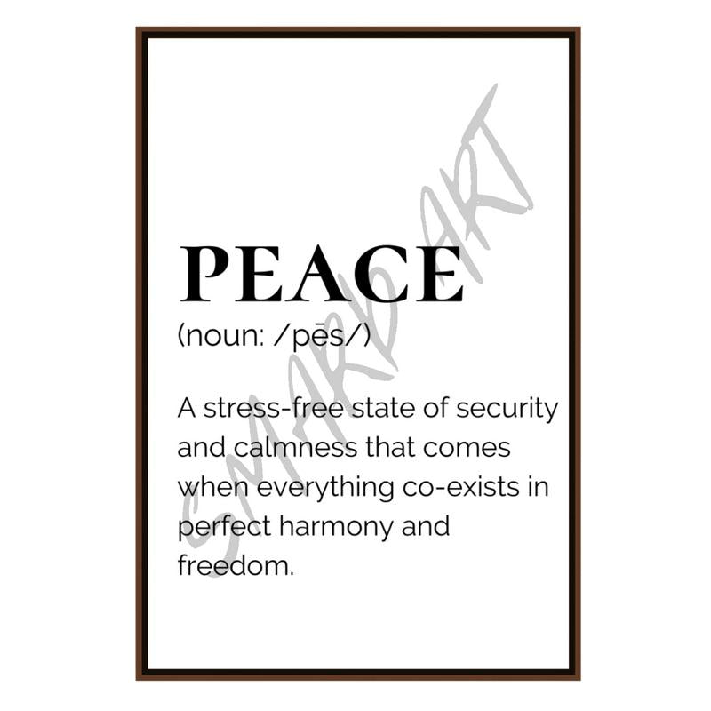 Peace- Text. Smard Black Wall Art Print/ Canvas for Home /Office Decor - Smard Black Wall Art Print/ Canvas for Home /Office Decor