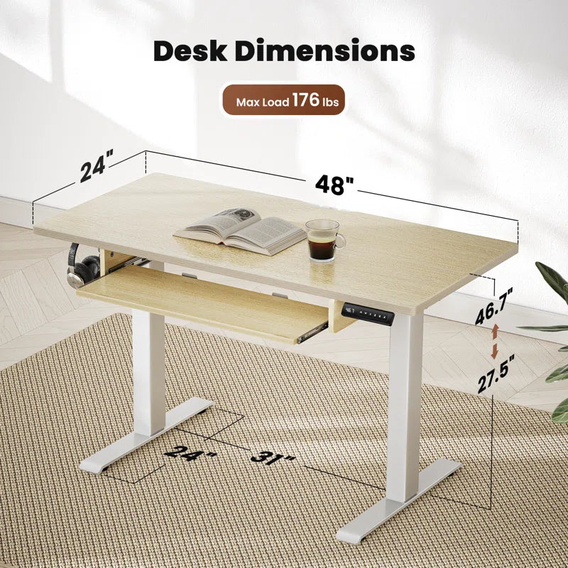 Lilja Electric Standing Desk Height Adjustable，Memory Computer Home Office Desk with Keyboard Tray for Home Office