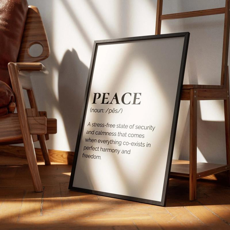 Peace- Text. Smard Black Wall Art Print/ Canvas for Home /Office Decor - Smard Black Wall Art Print/ Canvas for Home /Office Decor