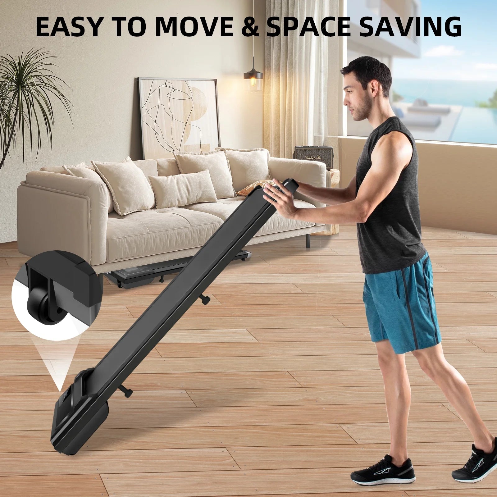 Walking Pad, 2 in 1 under Desk Treadmill with Remote Control、Led Display, 300 Lbs Portable Treadmill for Home/Office (Black)