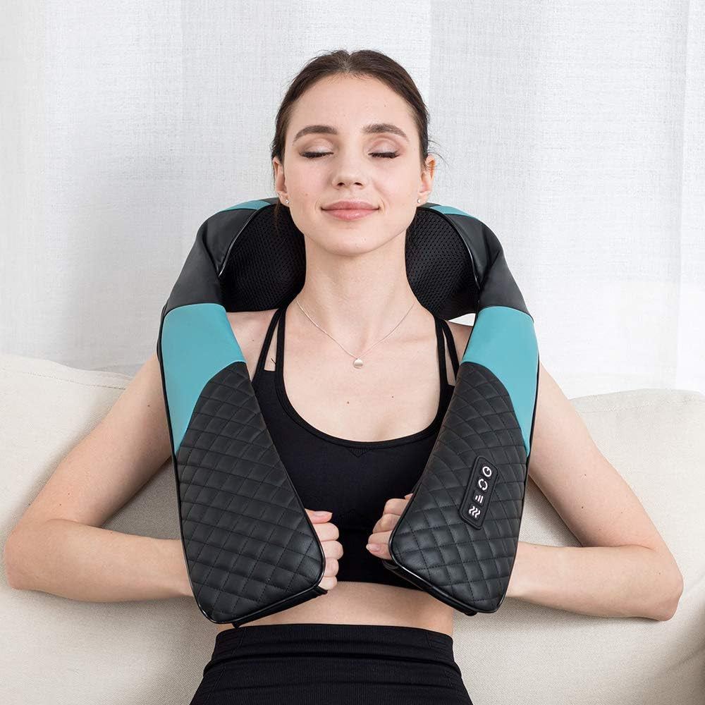 Shiatsu Back Shoulder and Neck Massager with Heat Deep Tissue 3D Kneading Massager for Relieving Muscle Pain Gift for Men/Women/Mom/Dad -Dark Blue