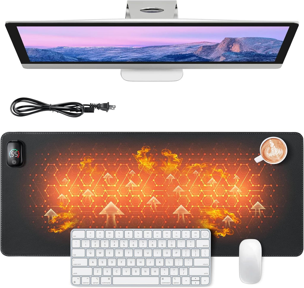 Heated Mouse Pad Warm Desk Large Mat 3 Levels Heating Gaming Foot Warmer Home