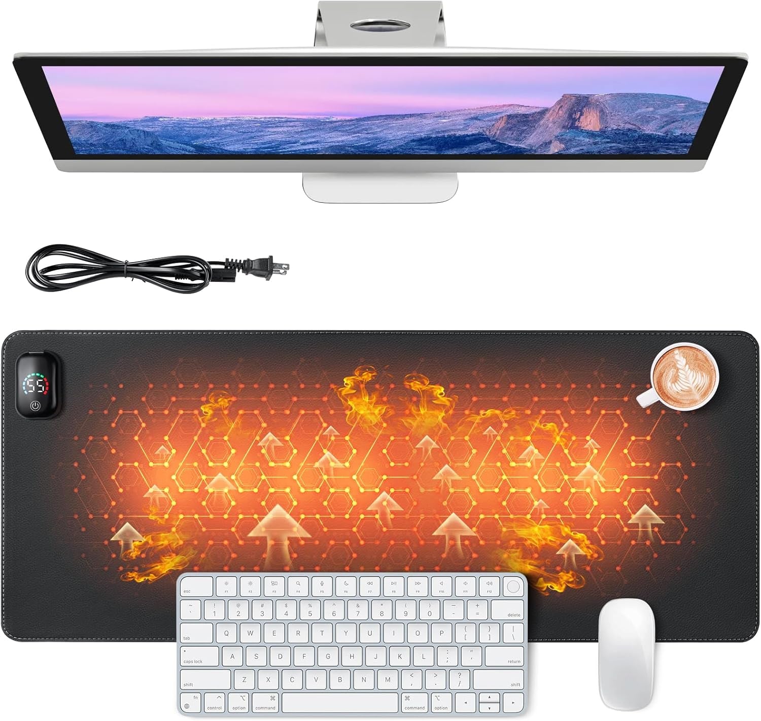 Heated Mouse Pad Warm Desk Large Mat 3 Levels Heating Gaming Foot Warmer Home