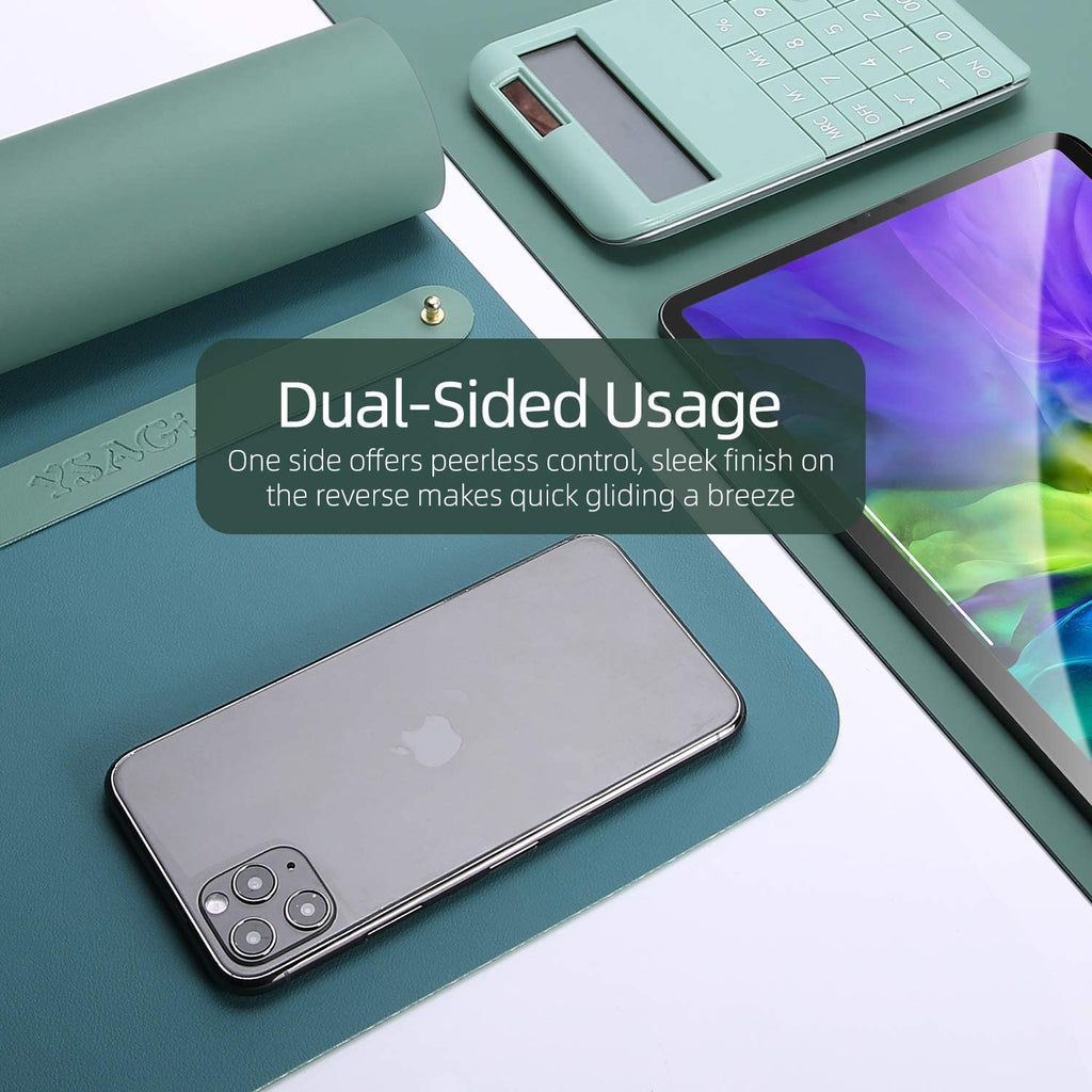 Desk Pad, Desk Mat, 31.5" X 15.7" Dual-Sided Laptop Desk Pad Protector, Large Leather Desk Blotter for Keyboard and Mouse, Waterproof Desk Writing Pad for Office(Pistachio Green + Green Blue)