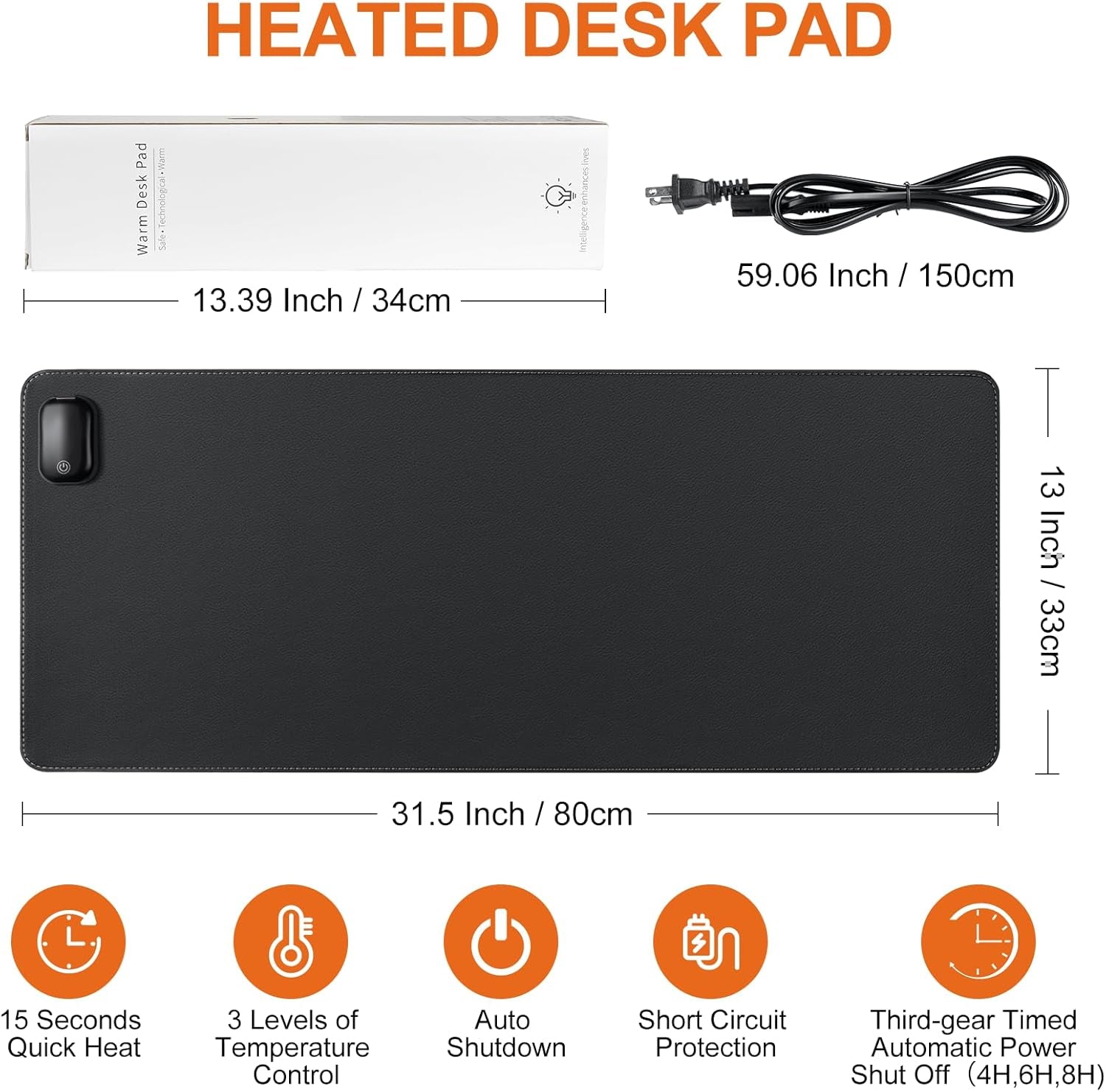 Heated Mouse Pad Warm Desk Large Mat 3 Levels Heating Gaming Foot Warmer Home