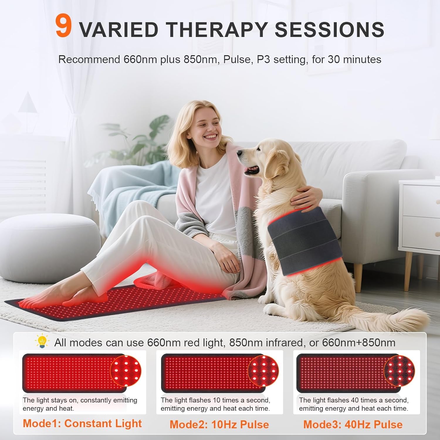 Red Light Therapy Mat for Body, 360 Leds Red Light Therapy Pad 660Nm & 850Nm Infrared Light Therapy Blanket with Timer for Body Back Waist Shoulder Muscle Pain Relief, 60W, 31.5" X 11.8"