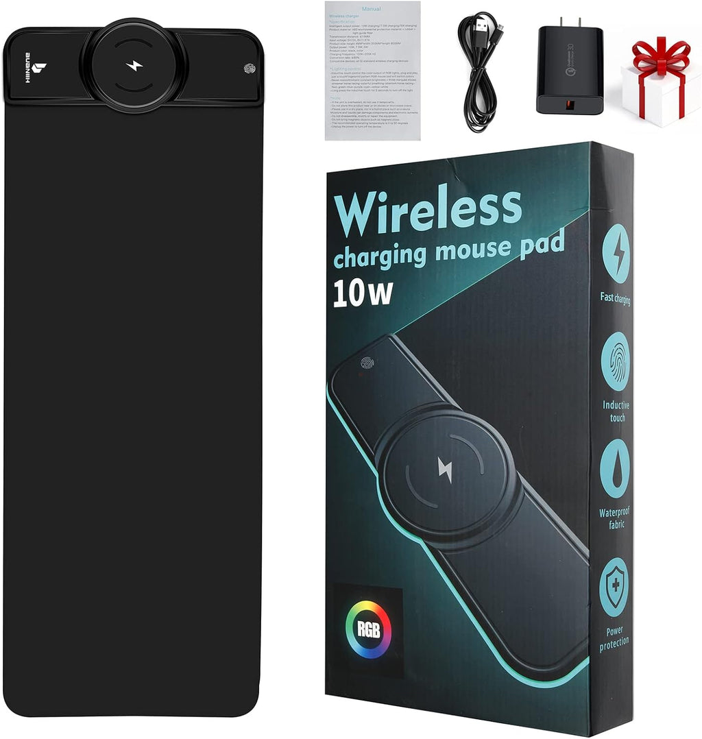 Flare Color Gaming Mouse Pad with Wireless Charging - 15W Fast Charging, 10 Lighting Modes, Perfect for Gaming Keyboard & Mouse, Home & Office, 31.5" x 11.8