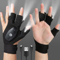 Rechargeable LED Flashlight Gloves, Christmas Gifts for Husband, Cool Gadgets for Camping Repairing Fishing, 1 Pair Black
