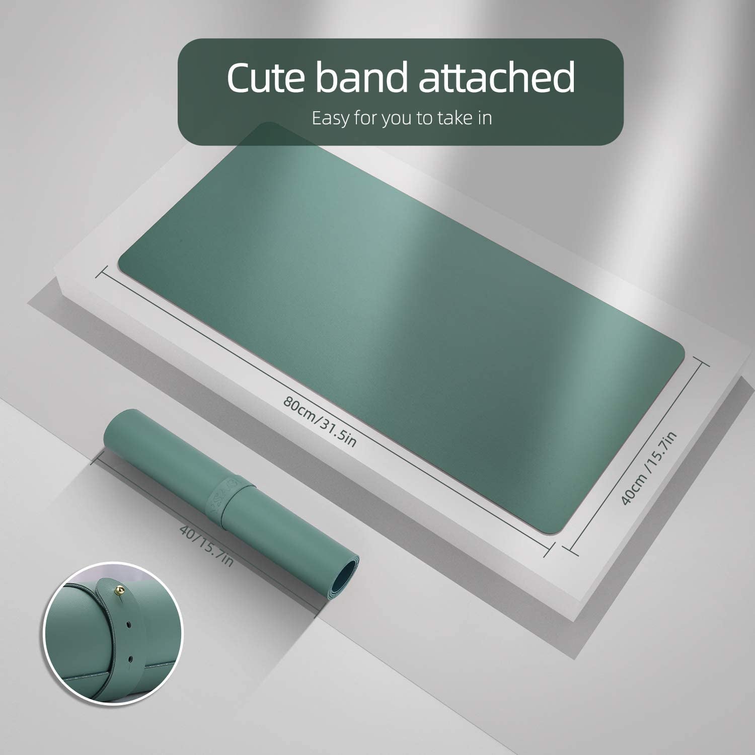 Desk Pad, Desk Mat, 31.5" X 15.7" Dual-Sided Laptop Desk Pad Protector, Large Leather Desk Blotter for Keyboard and Mouse, Waterproof Desk Writing Pad for Office(Pistachio Green + Green Blue)