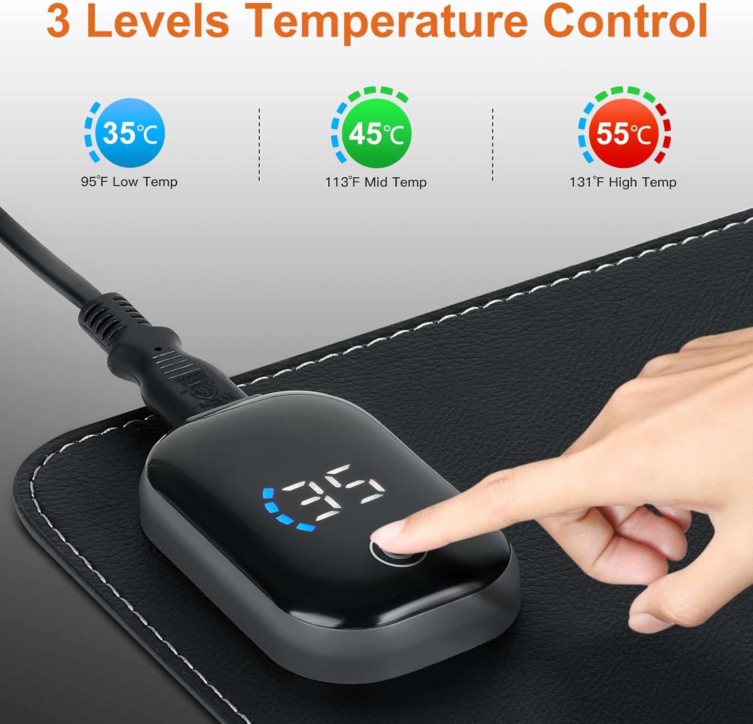 Heated Mouse Pad Warm Desk Large Mat 3 Levels Heating Gaming Foot Warmer Home