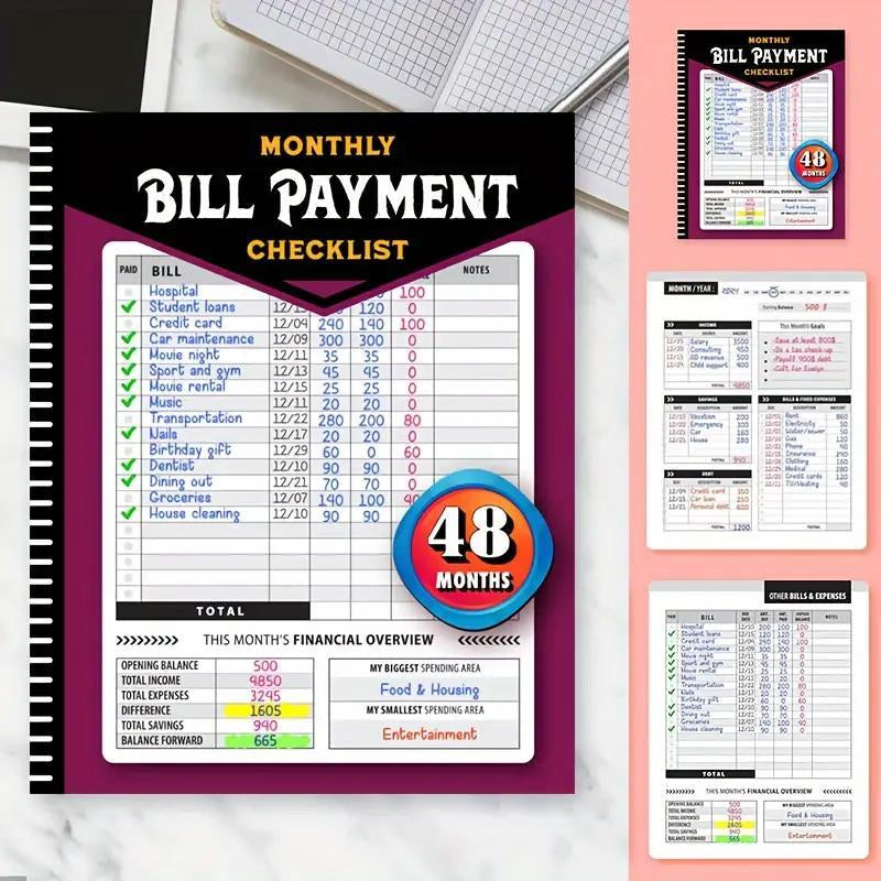 Financial Planner Folder - 48 Month Budget & Bill Payment Tracker Monthly Expenditure Records Durable Paper Family Budget Log Helps with Efficient Home & Office Management Free Delivery Nationwide Daily Notebook