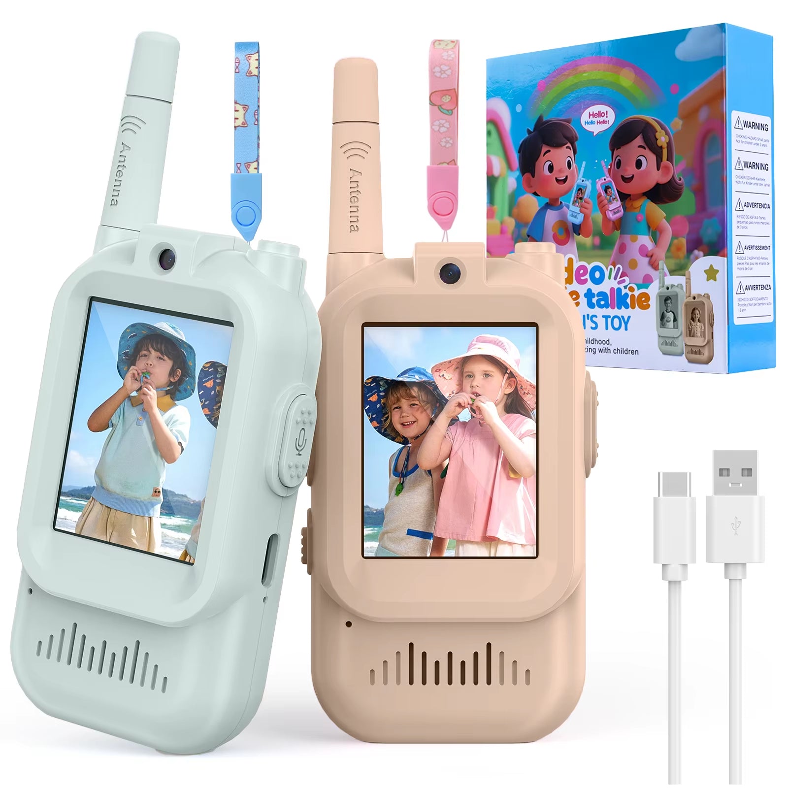 Kids Video Walkie Talkie Toys 2 Pack Rechargeable Interphone Toy with HD Camera & Voice Changer Gift Toys for Boys & Girls