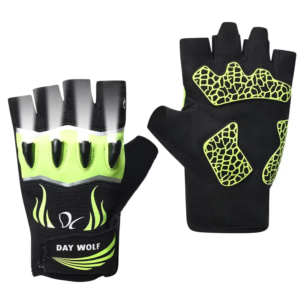 Savior Outdoor Sports Cycling Gloves Half Finger LED Gloves Nightview Rechargeable Flashlight Luminous Breathable Summer Spring