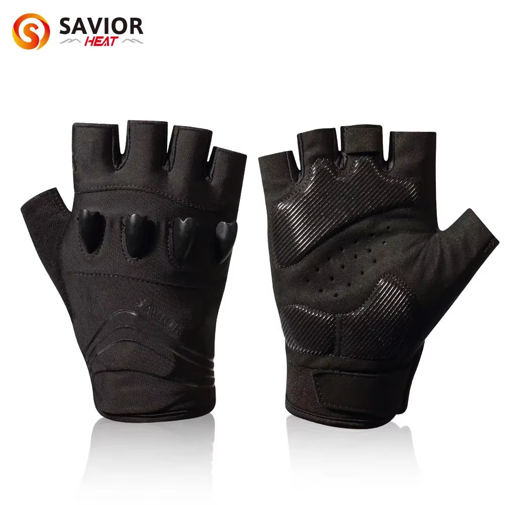 Savior Outdoor Sports Cycling Gloves Half Finger LED Gloves Nightview Rechargeable Flashlight Luminous Breathable Summer Spring